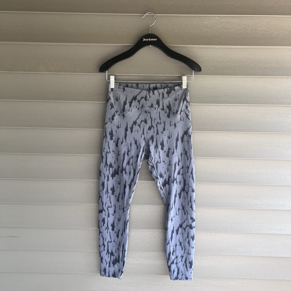 Lululemon Womens Size 6 Gray Black Abstract Print High Rise 7/8 Leggings